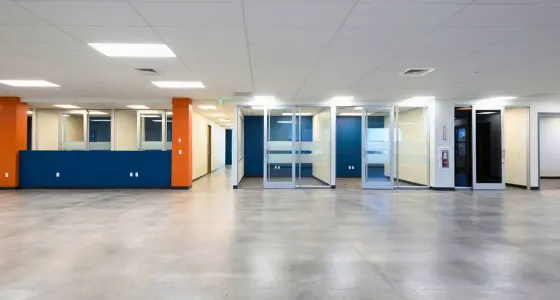 A view of the hallway of Louisville Neuroscience Lab - Fieldline leading to office spaces